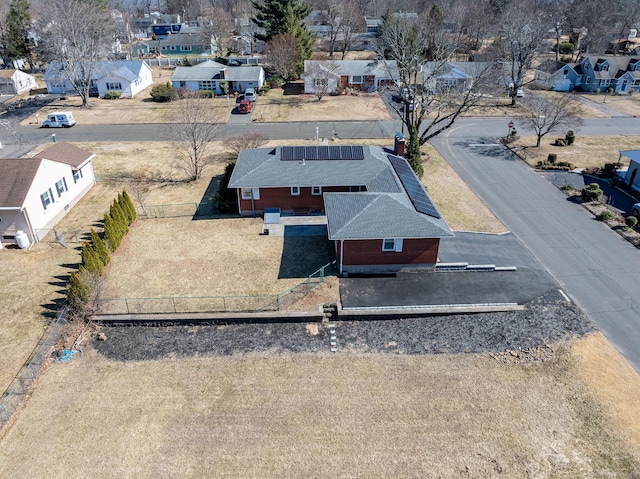 bird's eye view with a residential view