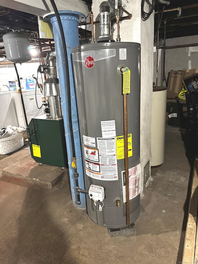 utility room featuring water heater