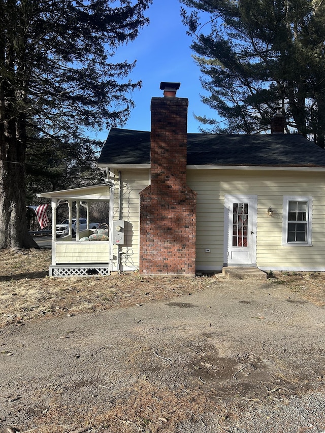 exterior space with a chimney