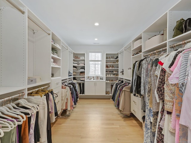 spacious closet featuring light wood finished floors