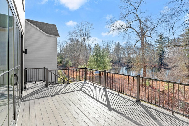 deck with a water view