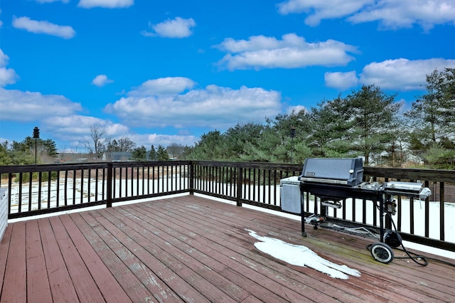 deck featuring a water view