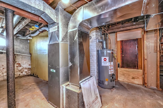 utility room with water heater