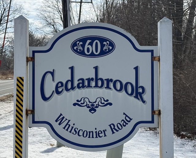 view of community sign