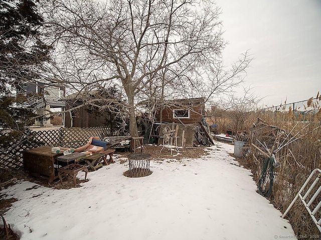 view of snowy yard