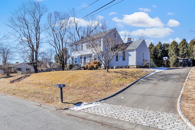 colonial house with a chimney