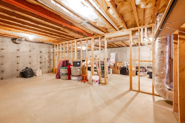 view of unfinished basement