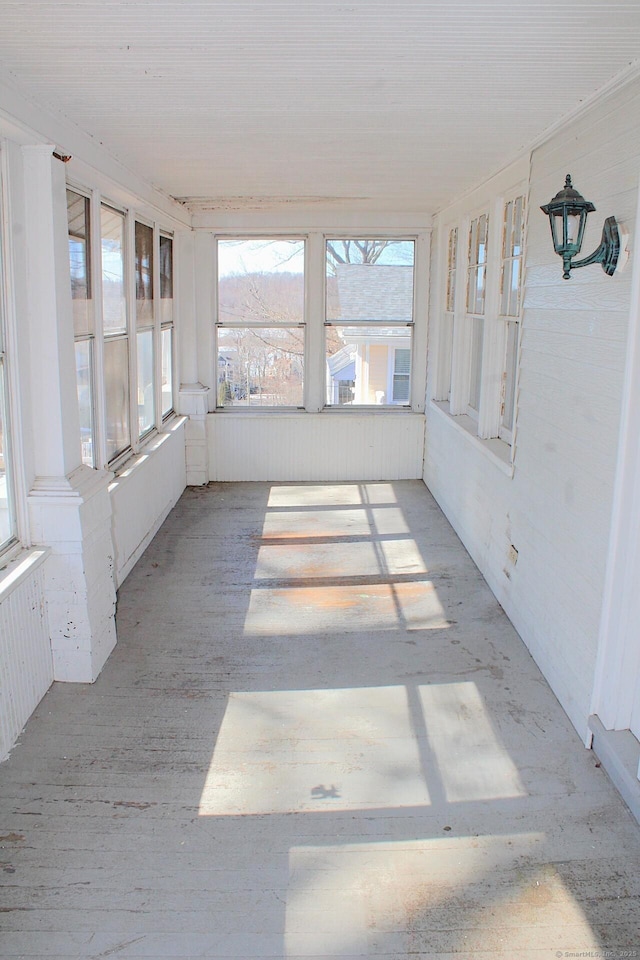 view of unfurnished sunroom