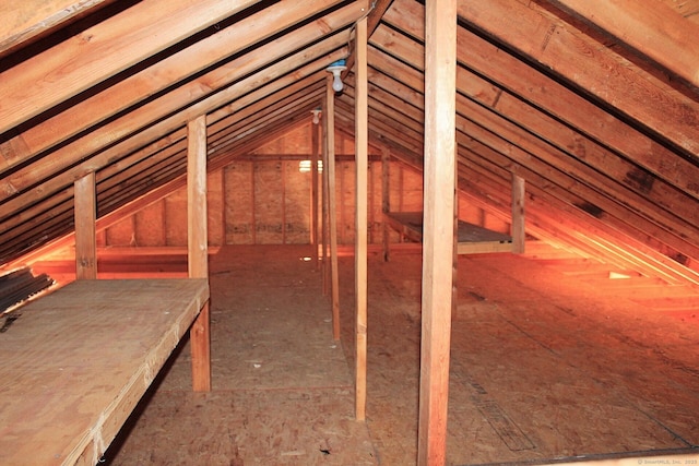 view of unfinished attic