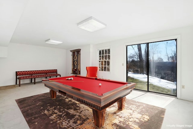 game room with pool table