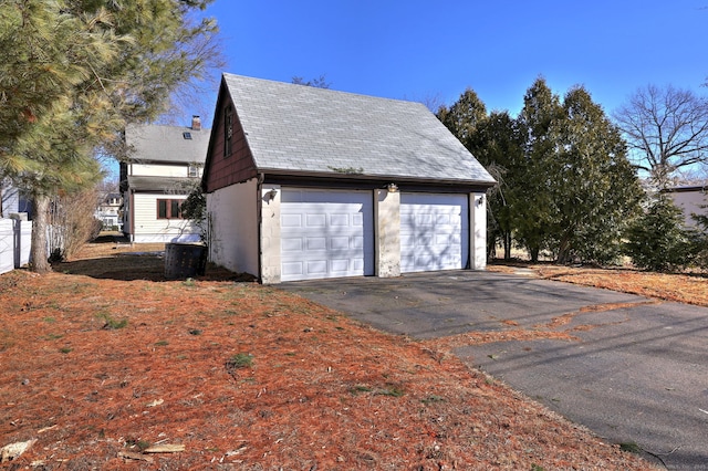 view of detached garage