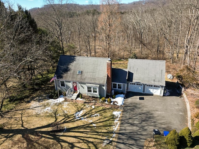 drone / aerial view with a forest view