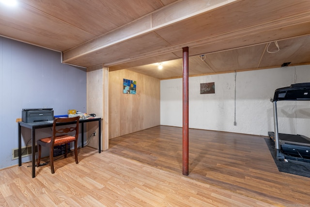 office space featuring wood finished floors