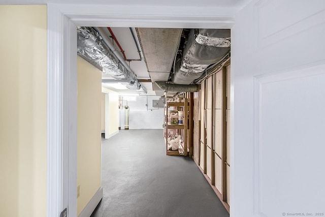 hallway featuring finished concrete flooring