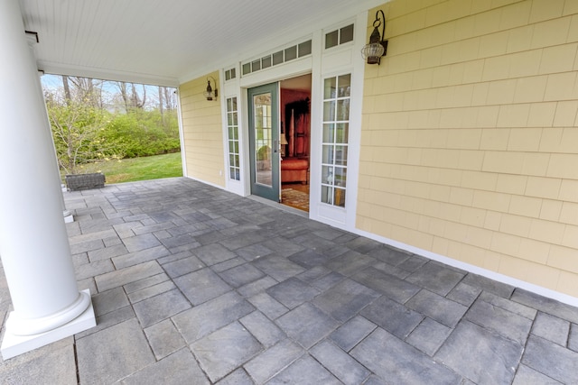 view of patio / terrace featuring french doors