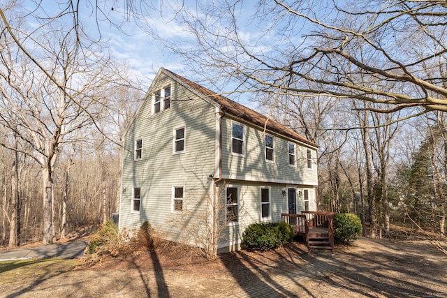 view of front of property featuring a deck