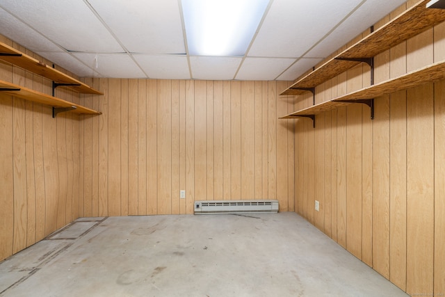 storage area with a baseboard radiator