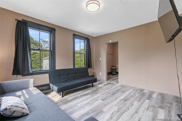 living area with wood finished floors