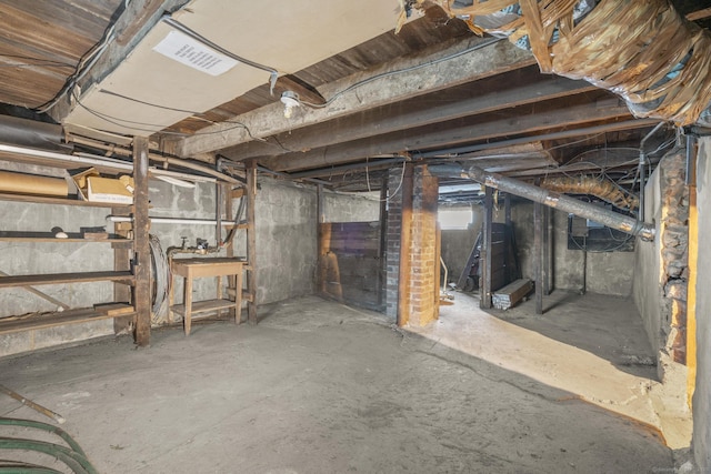 unfinished basement with visible vents