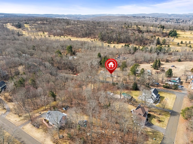 birds eye view of property with a mountain view