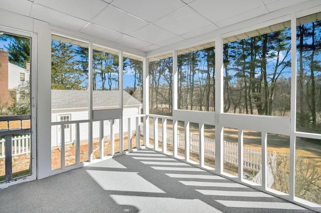 sunroom with a paneled ceiling