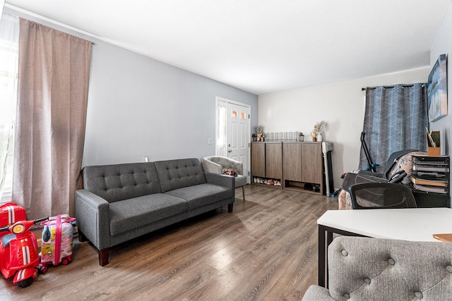 living area with wood finished floors