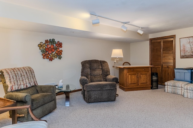 sitting room with light carpet