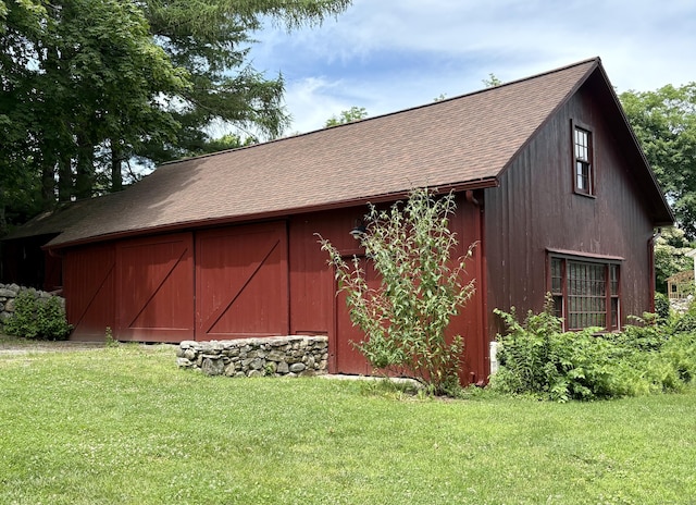 579 Taugwonk Rd, Stonington, CT 06378 - view of barn featuring a yard
