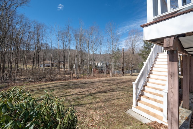 view of yard with stairs