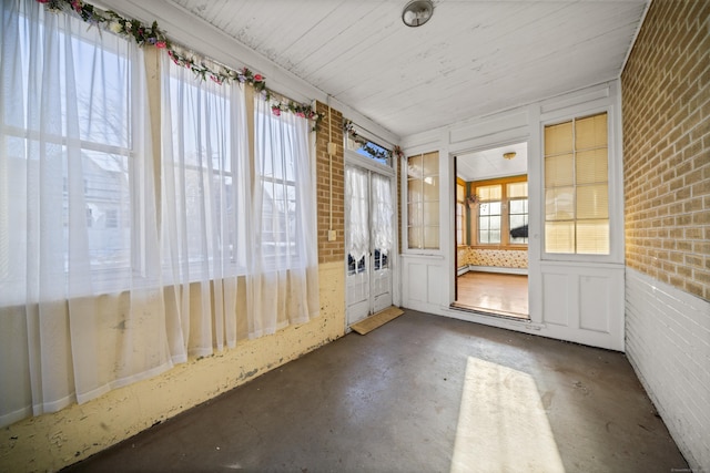 view of unfurnished sunroom