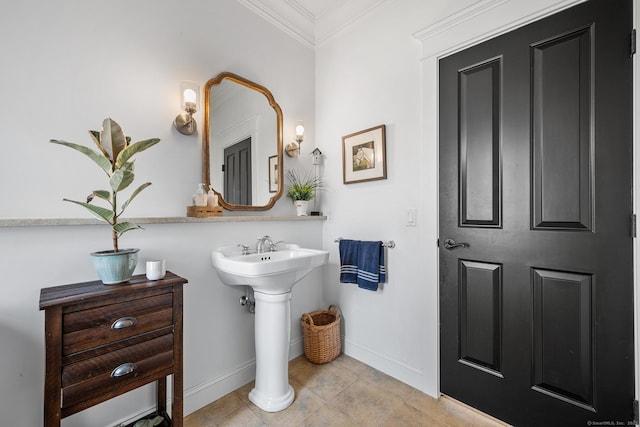31 Birch Hill Rd, Lyme, CT 06371 - bathroom featuring baseboards, crown molding, and tile patterned floors