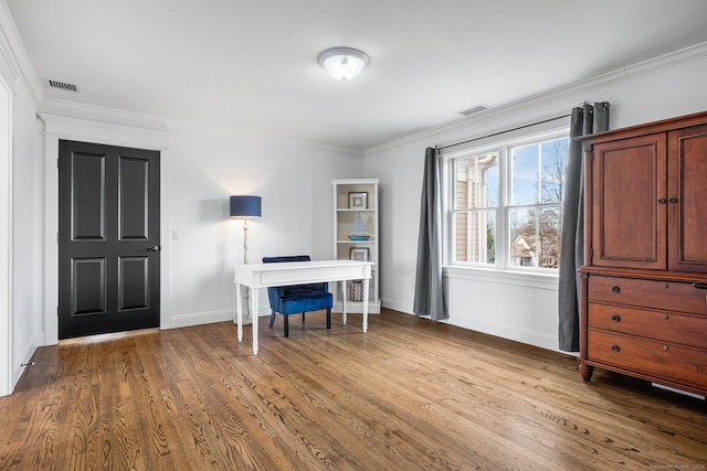 31 Birch Hill Rd, Lyme, CT 06371 - home office with ornamental molding, wood finished floors, and baseboards