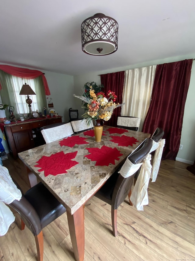 dining space featuring wood finished floors