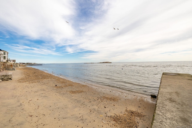 view of water feature featuring a beach view