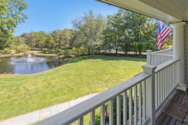 view of yard with a water view