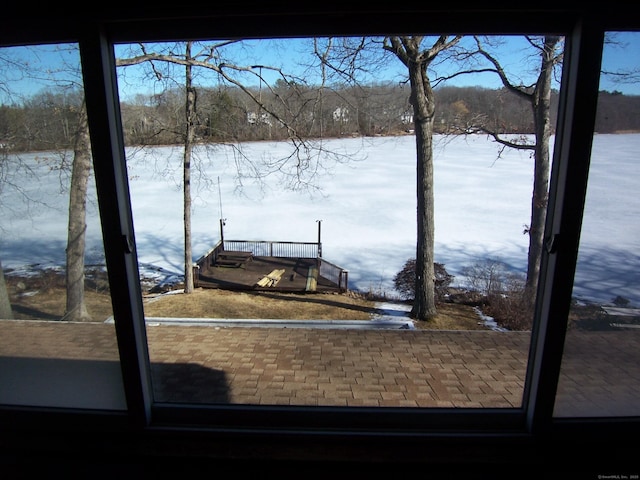 view of yard covered in snow