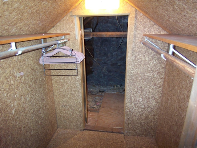 interior space featuring vaulted ceiling