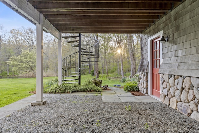 exterior space featuring stairway