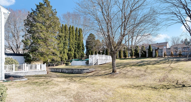 view of yard with a deck