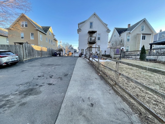 view of road with a residential view