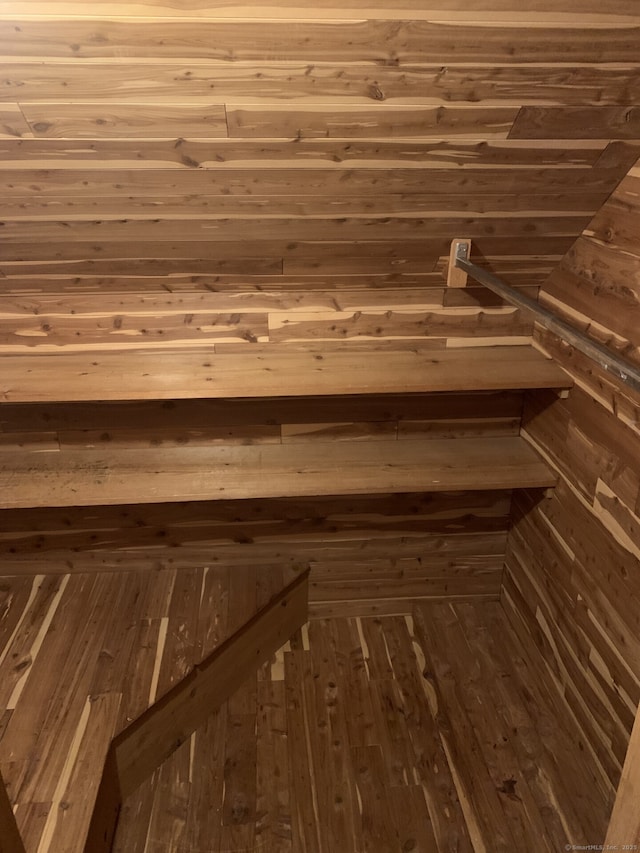 view of sauna / steam room featuring hardwood / wood-style flooring