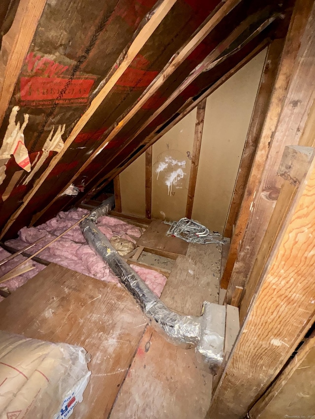 view of unfinished attic