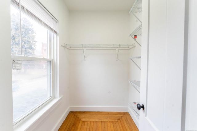 walk in closet featuring light wood-style floors