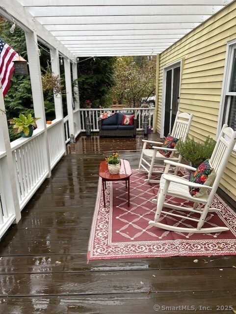 deck with a porch