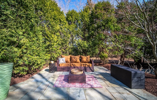 view of patio with an outdoor living space