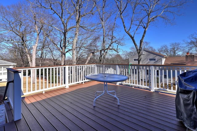 deck with a grill