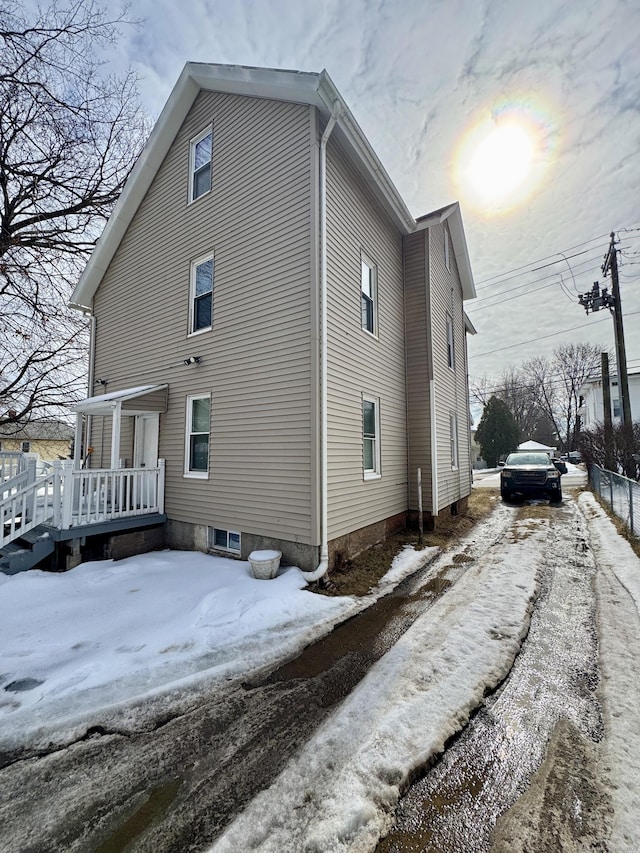 view of snowy exterior