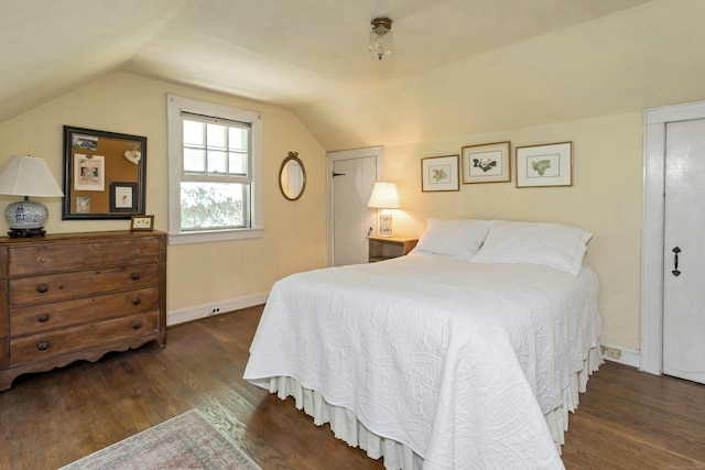 64 Old Kings Hwy S, Darien, CT 06820 - bedroom with wood finished floors, vaulted ceiling, and baseboards