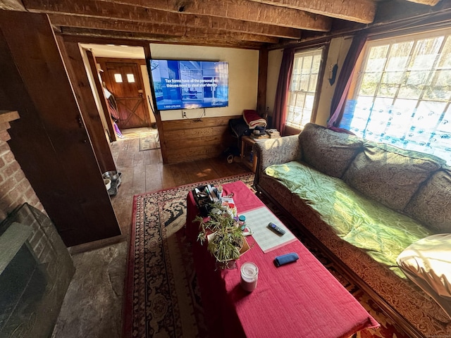 living room with wood-type flooring