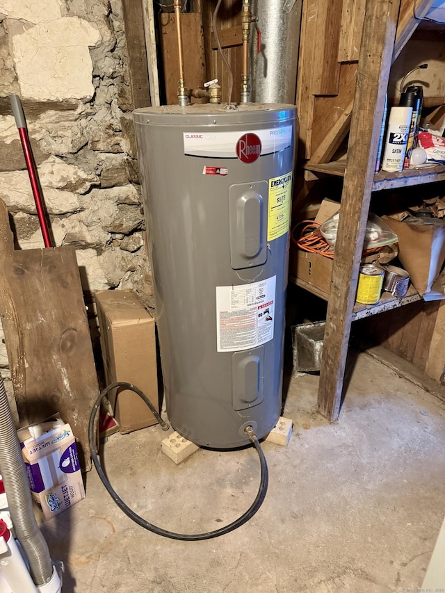 utility room with water heater